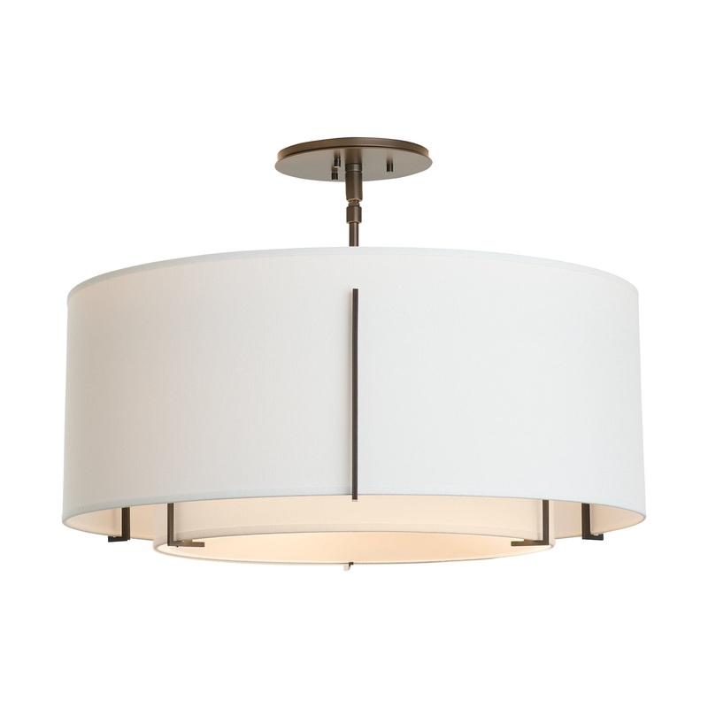 Exos Double Shade Semi-Flush Dark Smoke Natural Anna Inner Shade & Natural Anna Outer Shade