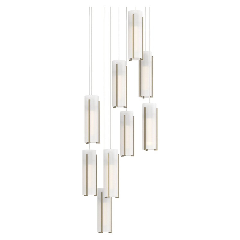 Exos Glass 9-Light Pendant Modern Brass Opal Glass (GG)