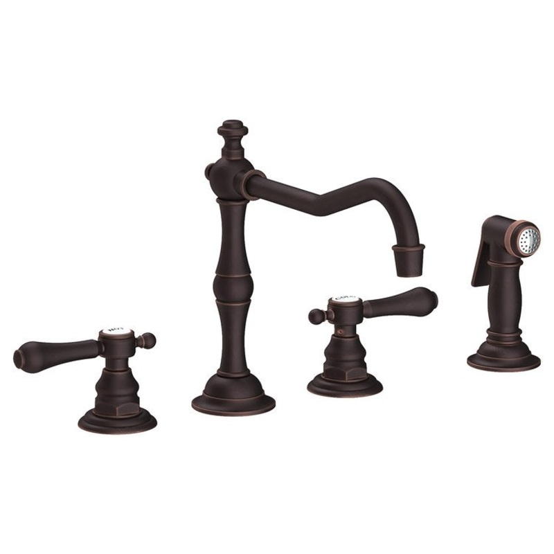 Kitchen Faucet Chesterfield 8 to 20 Inch Spread 2 Lever ADA Venetian Bronze Pull Out Sidespray Spout Height 5-5/9 Inch Spout Reach 9-1/2 Inch 1.8 Gallons per Minute