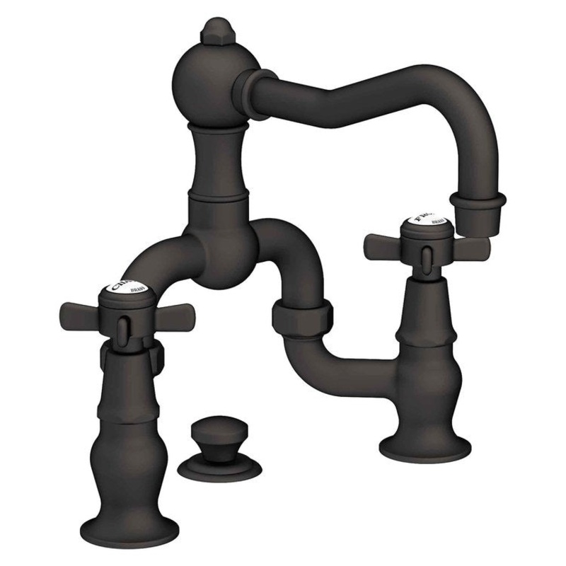Lavatory Faucet Fairfield Bridge 8 to 9-3/4 Inch Spread 2 Cross ADA WaterSense Flat Black 1.2 Gallons Per Minute Brass Pop Up Spout Reach 7-3/16 Inch