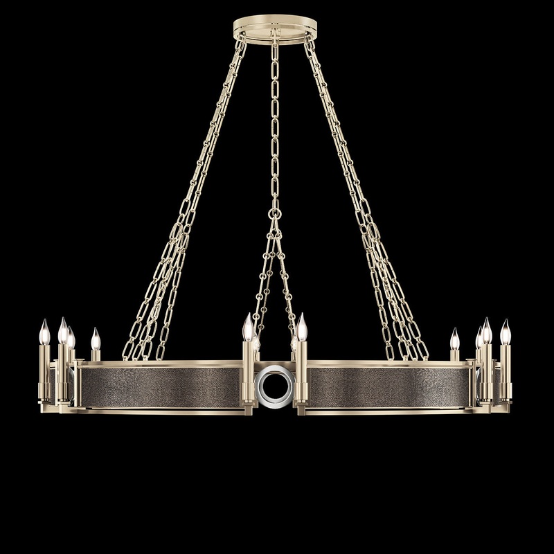 Mirage 49.75″W Round Chandelier Champagne/Nickel/Pebble