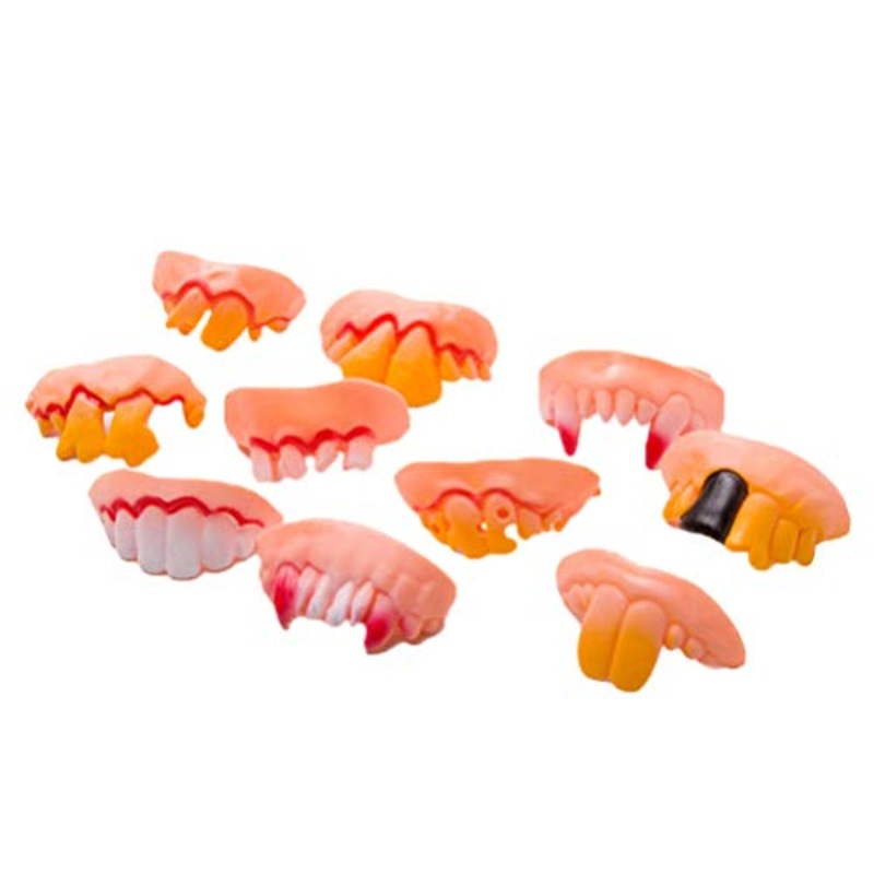 NUOBESTY 10Pcs Denti Nodosi Brutti Denti Finti Denti da Bob Denti da Dentiera da Vampiro per Bomboniere per Feste in Costume di Carnevale (Stile Misto)