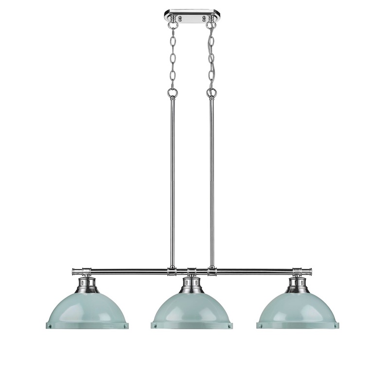 Three Light Linear Pendant from the Duncan Collection in Chrome Finish by Golden