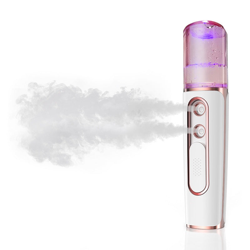 White Dual Nozzle Nano Facial Mister – USB Rechargeable Hydrating Spray