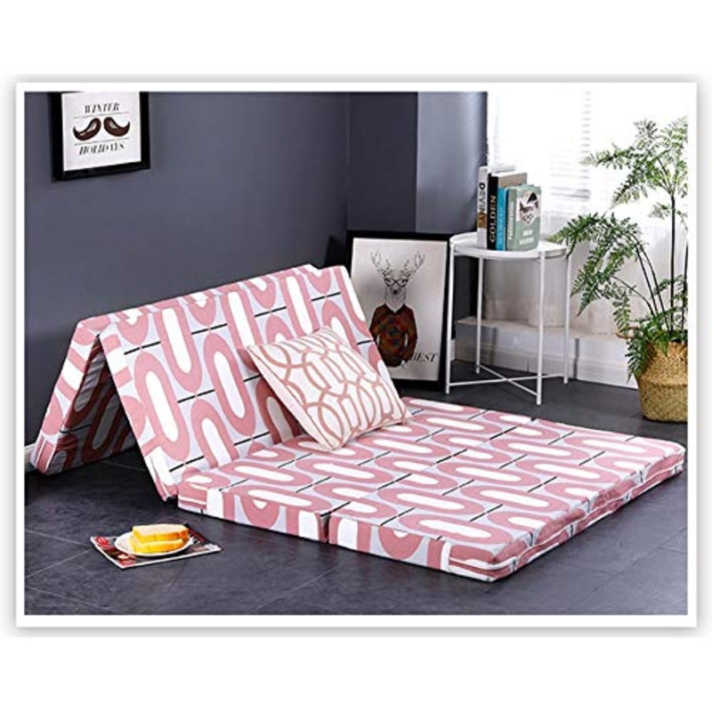 YANGLY 4 Materassi Multi-Funzione Fold Spugna Pieghevole Pad Amovibile E Lavabile for Mat Pausa Pranzo, della Stuoia del Gioco, Tatami, Letto A Castello (Color : Pink, Size : 35x75inch)