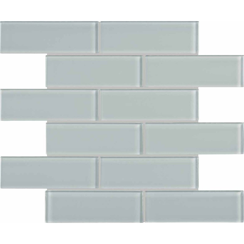 2″ x 6″ Element Cloud Glossy Glass Brick Mosaics. 1 Sheet = .96 Sq. Ft. (35-088)