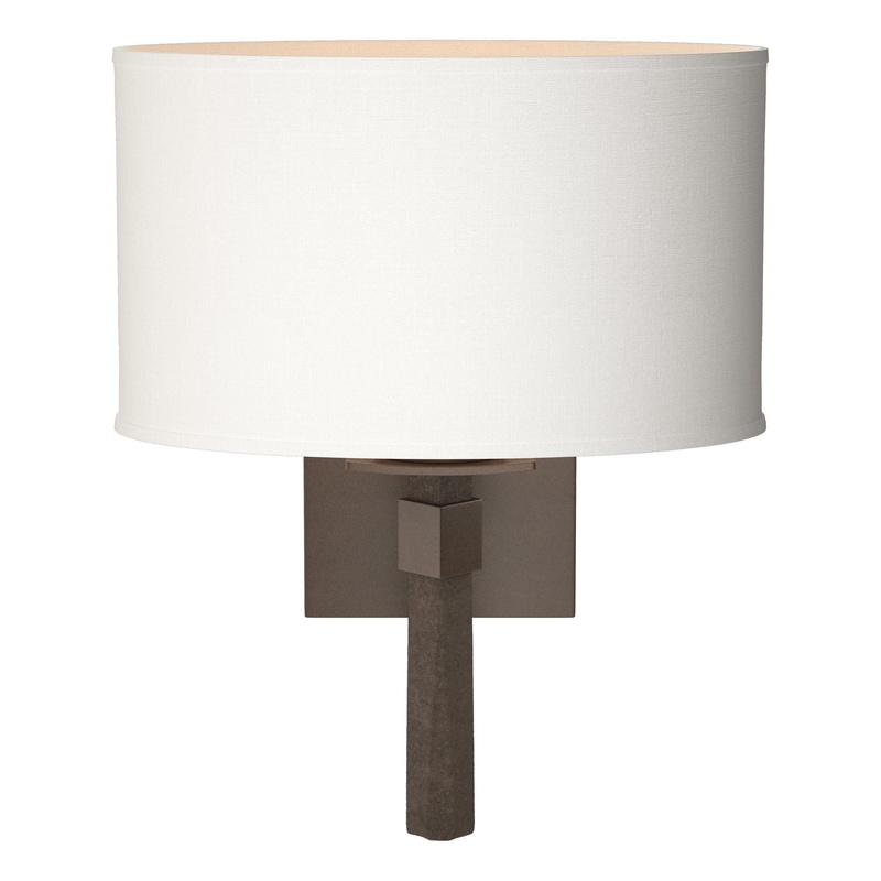 Beacon Hall Oval Drum Shade Sconce Bronze Natural Anna Shade (SF)