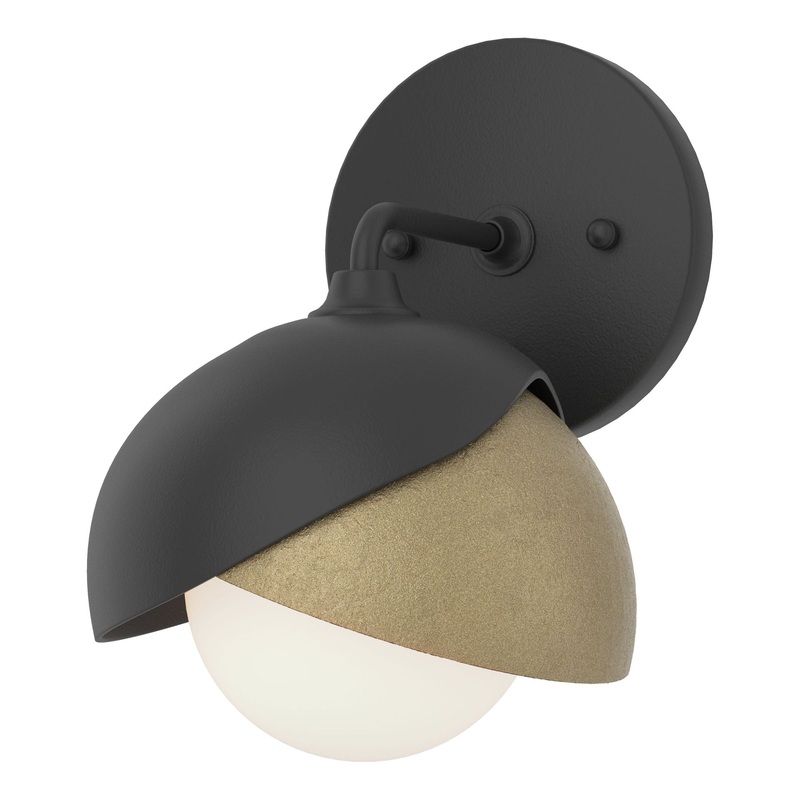 Brooklyn 1-Light Double Shade Bath Sconce Black Soft Gold