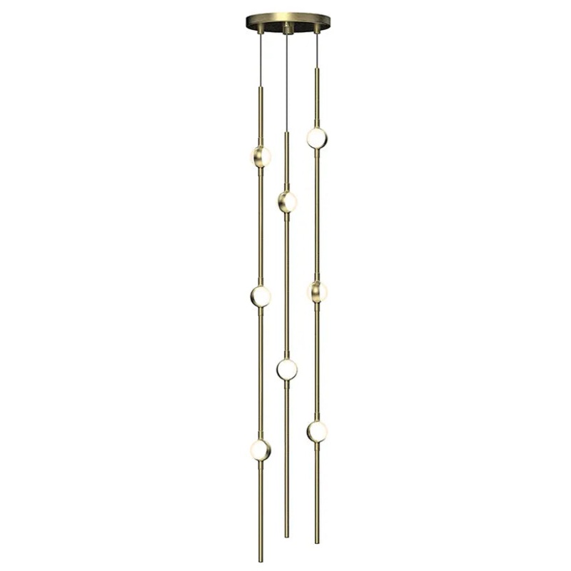 Constellation Andromeda Short 6″ Round LED Pendant Satin Brass with White Optical Acrylic 2700K 20′ Adjustable Cord