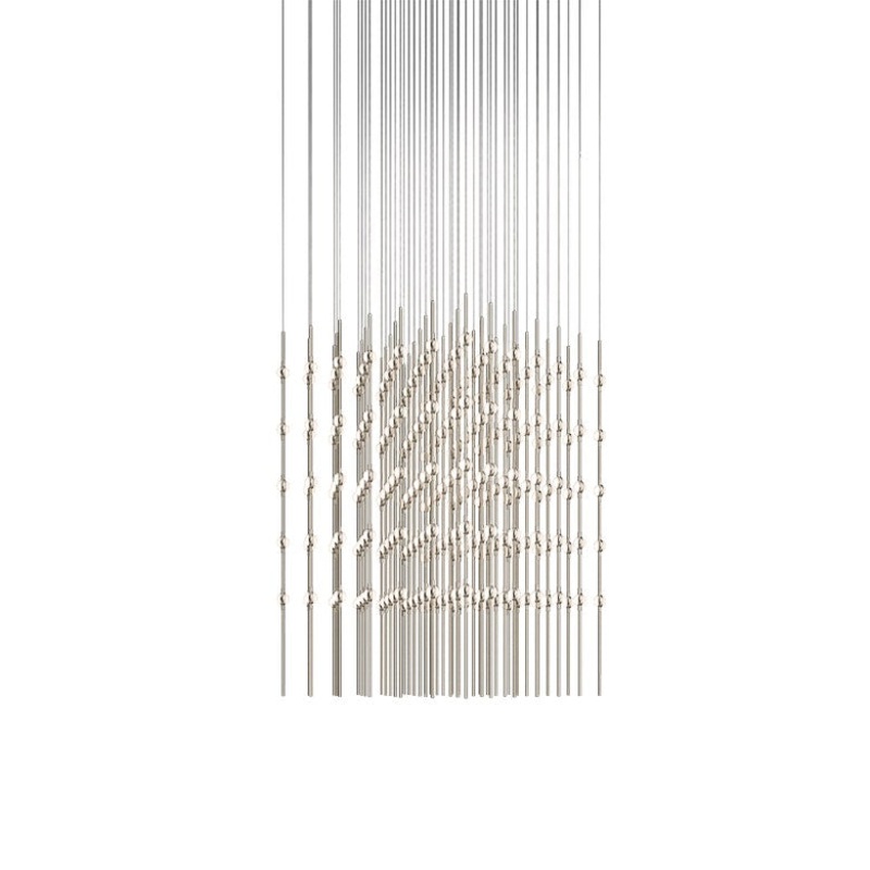 Constellation Cosmic Cube 30″ LED Pendant Satin Nickel with White Optical Acrylic 3000K 20′ Adjustable Cord