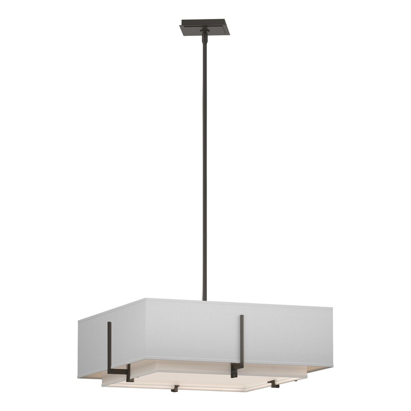 Exos Square Double Shade Pendant Dark Smoke Natural Anna Inner Shade & Natural Anna Outer Shade