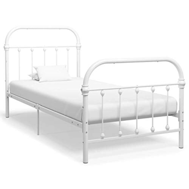 Festnight Giroletto in Metallo Struttura Letto Singolo Rete Letto a Doghe Robusto Stile Elegante Rapido Montaggio 90×200 cm Colore Bianco