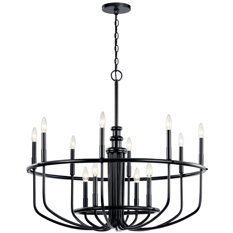 Kichler 52305BK 12 Light Chandelier, Black