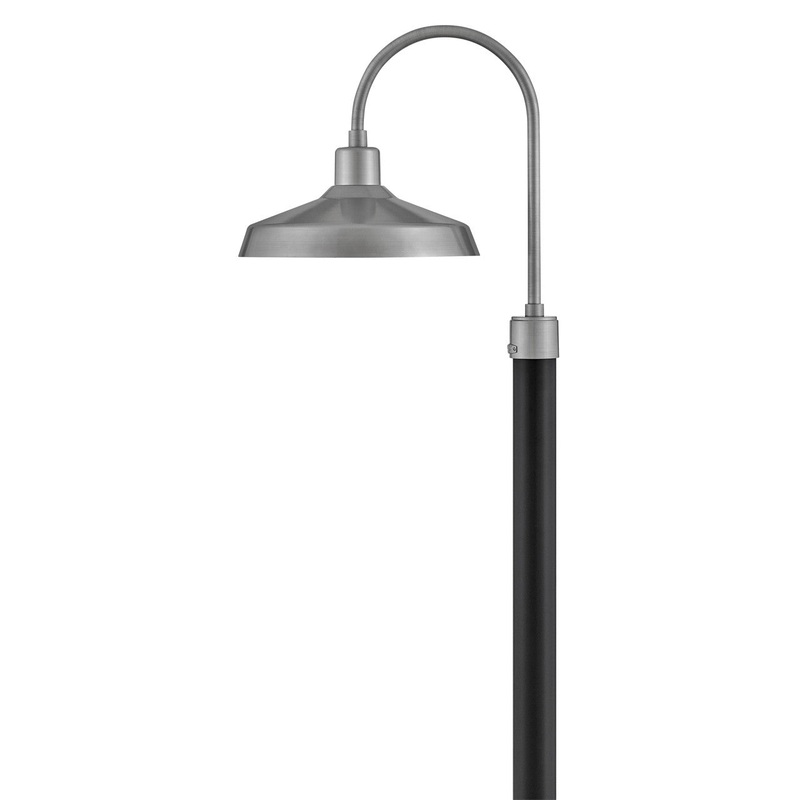 LED Post Top or Pier Mount Lantern from the Forge Collection in Antique Brushed Aluminum Finish by Hinkley