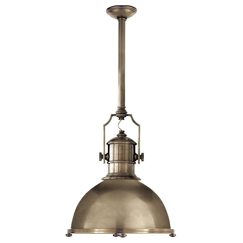 One Light Pendant from the Country Industrial Collection in Antique Nickel Finish by Visual Comfort Signature