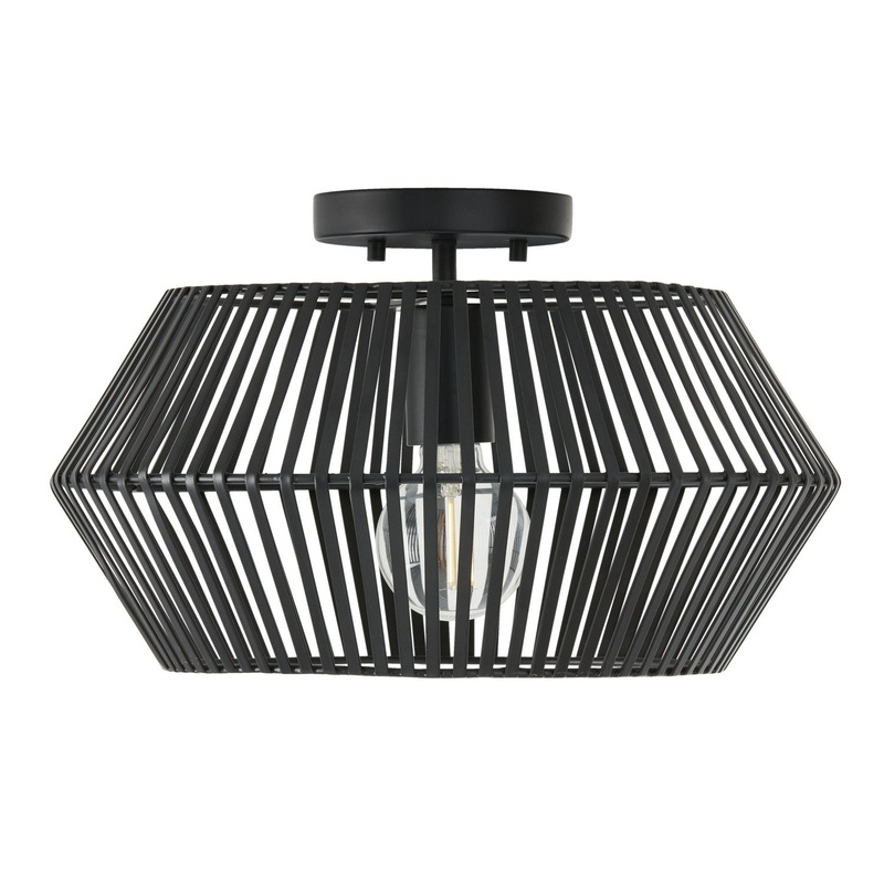 One Light Semi-Flush Mount from the Kaiya Collection in Matte Black Finish by Capital Lighting