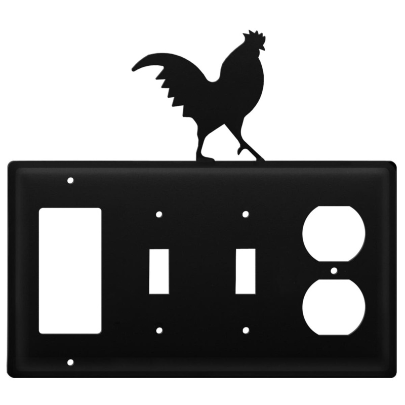 Village Wrought Iron EGSSO-1 Quad Rooster Single GFI Double Switch and Single Outlet Cover CUSTOM Product