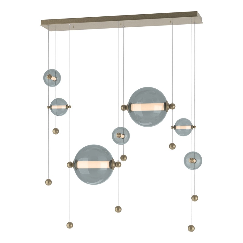 Abacus 7-Light Double Linear LED Pendant Soft Gold Cool Grey Glass (YL)