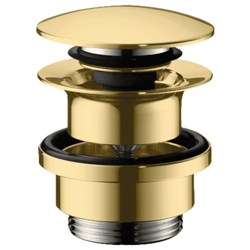 Drain Assembly Push-Open with Overflow Polished Gold Optic 1-1/4 Inch Brass