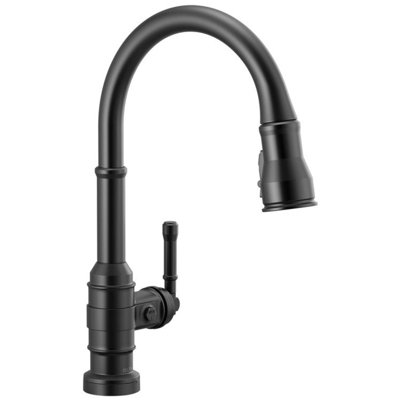 Kitchen Faucet Broderick 8 Inch Spread 1 Lever ADA CALGreen Matte Black High Arc Pull Down 3 Function Wand Swivel 360DEG 1/3 Hole Deck Mount Touch2O with Touchless/MagnaTite Docking/VoiceIQ Compatible/ShieldSpray 1.8 Gallons per Minute