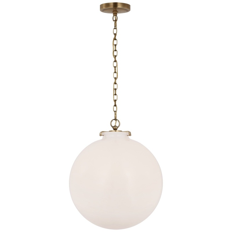 LED Pendant from the Katie Globe Collection in Hand-Rubbed Antique Brass Finish by Visual Comfort Signature