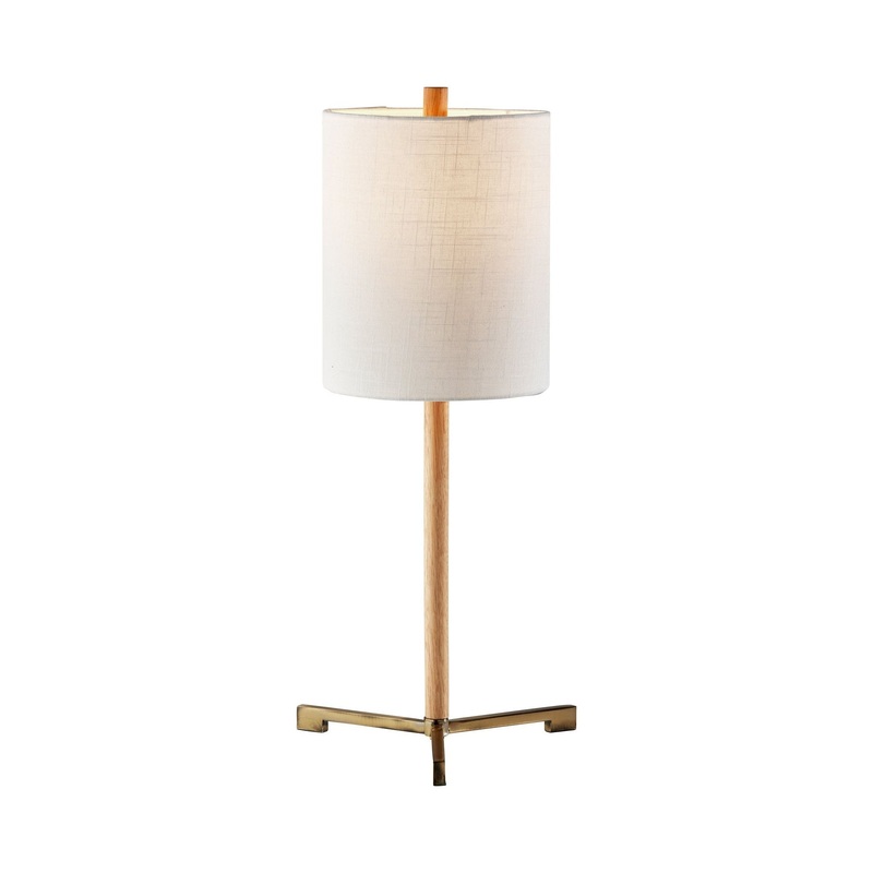 Maddox Table Lamp Natural Wood & Antique Brass