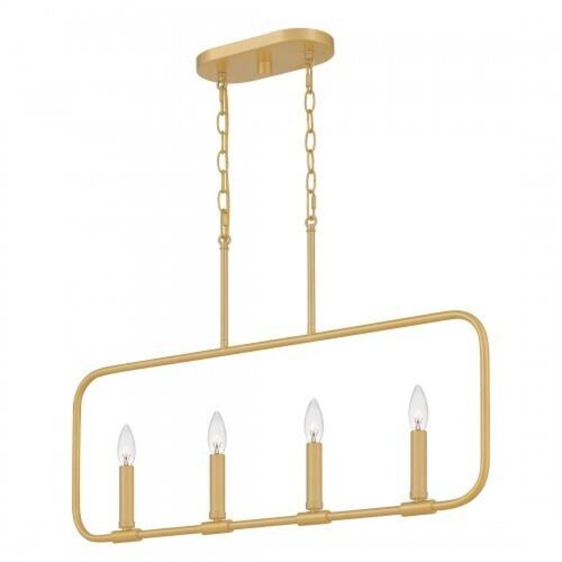 Quoizel ABR432AB Abner Linear chandelier 4 light aged brass Island Light