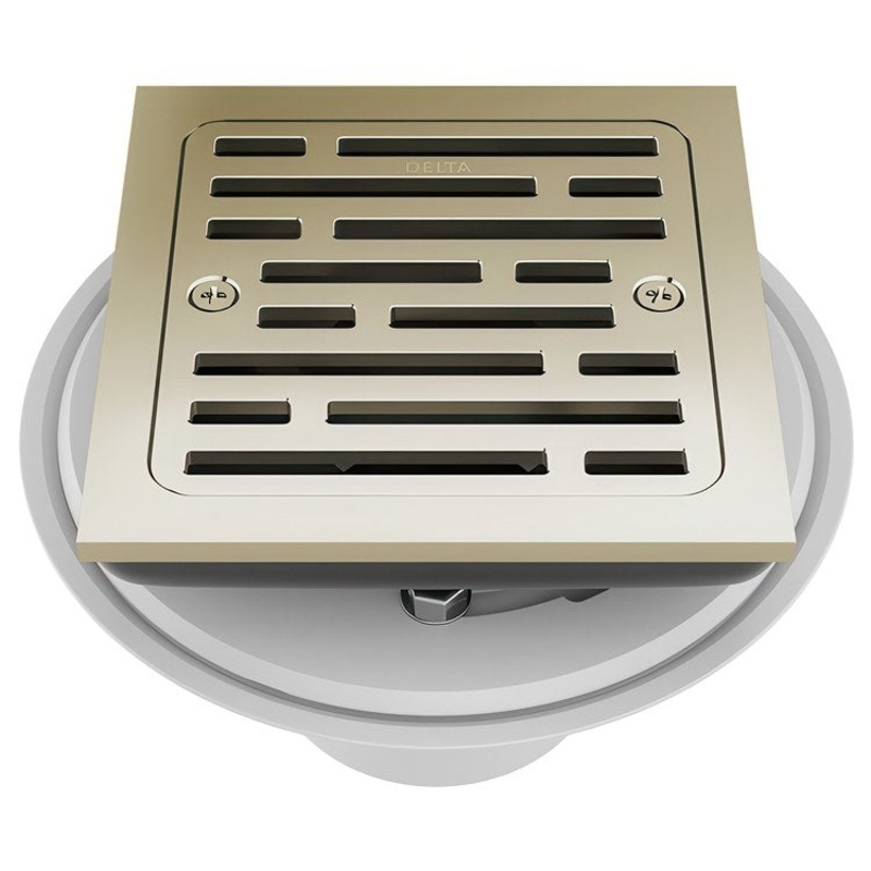 Shower Drain Tile-In Square 4 Inch Brilliance Polished Nickel PVC/Brass