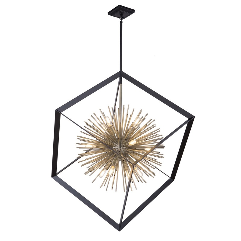 Sunburst Chandelier – Matte Black & Satin Brass / 37.00
