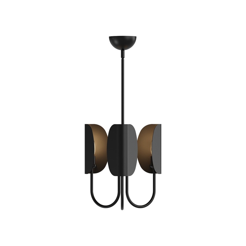 Three Light Chandelier from the Seno Collection in Matte Black Finish by Alora