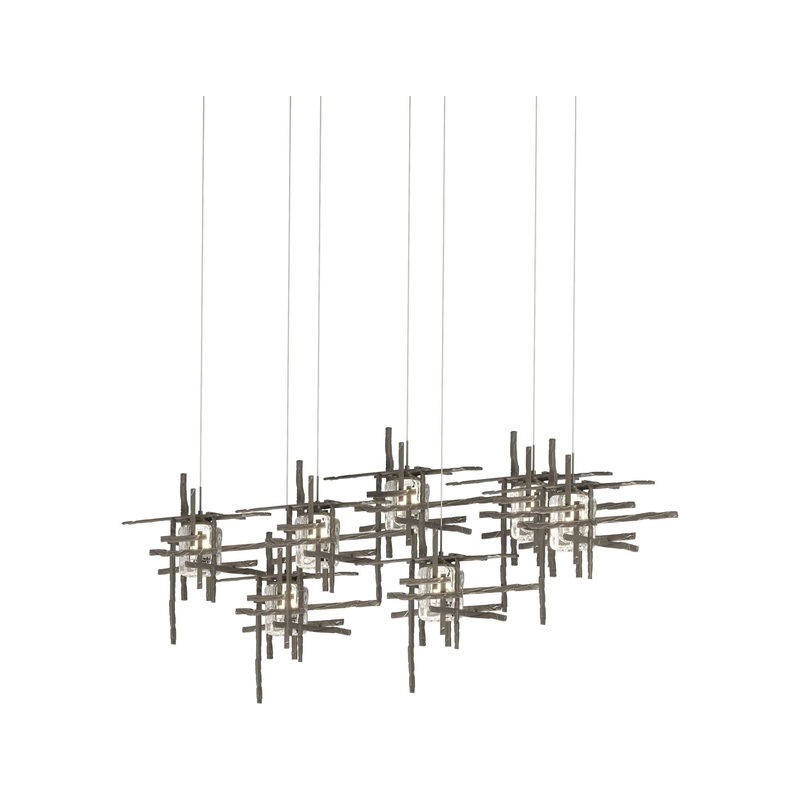 Tura 7-Light Seeded Glass Pendant Dark Smoke