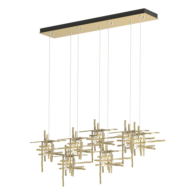 Tura 7-Light Seeded Glass Pendant Modern Brass