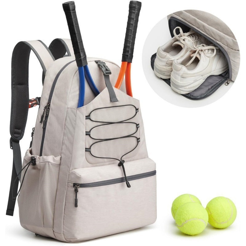 White Lightweight Water Resistant Tennis Backpack – Multi-Pocket Sports Bag for Rackets, Balls & Gear