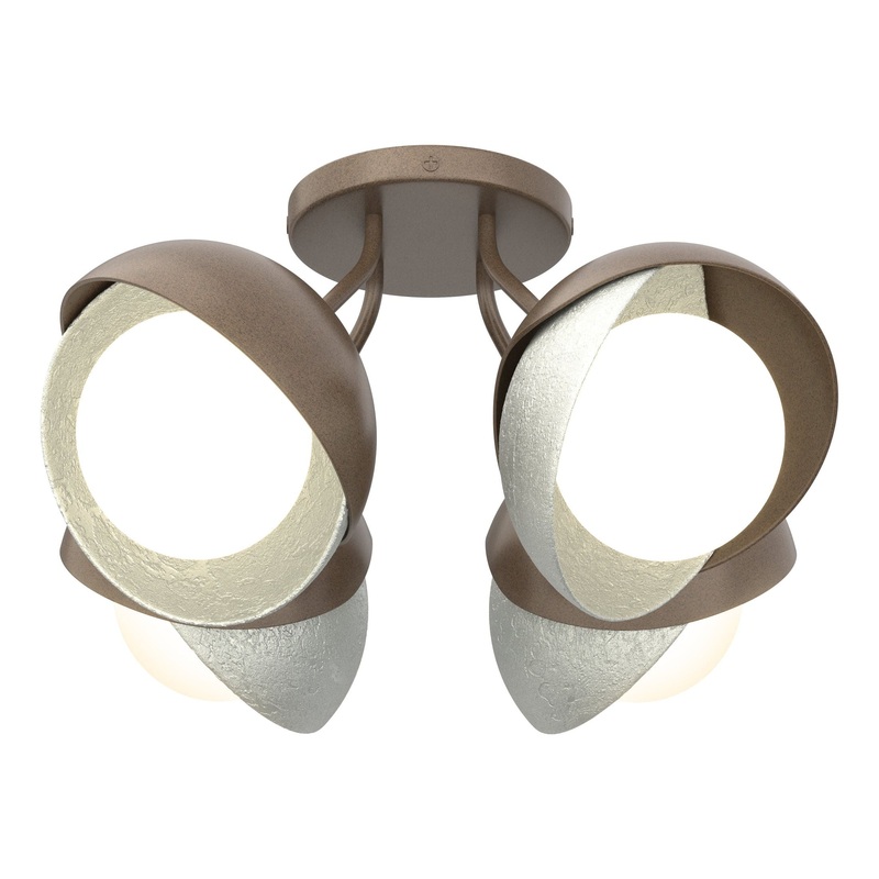 Brooklyn 4-Light Double Shade Semi-Flush Bronze Vintage Platinum