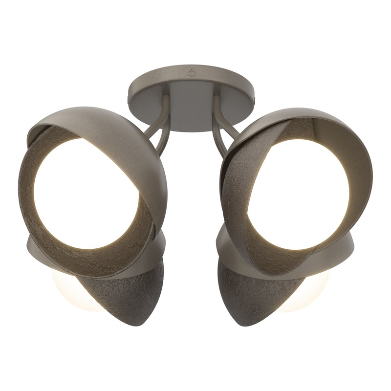 Brooklyn 4-Light Double Shade Semi-Flush Dark Smoke Oil Rubbed Bronze