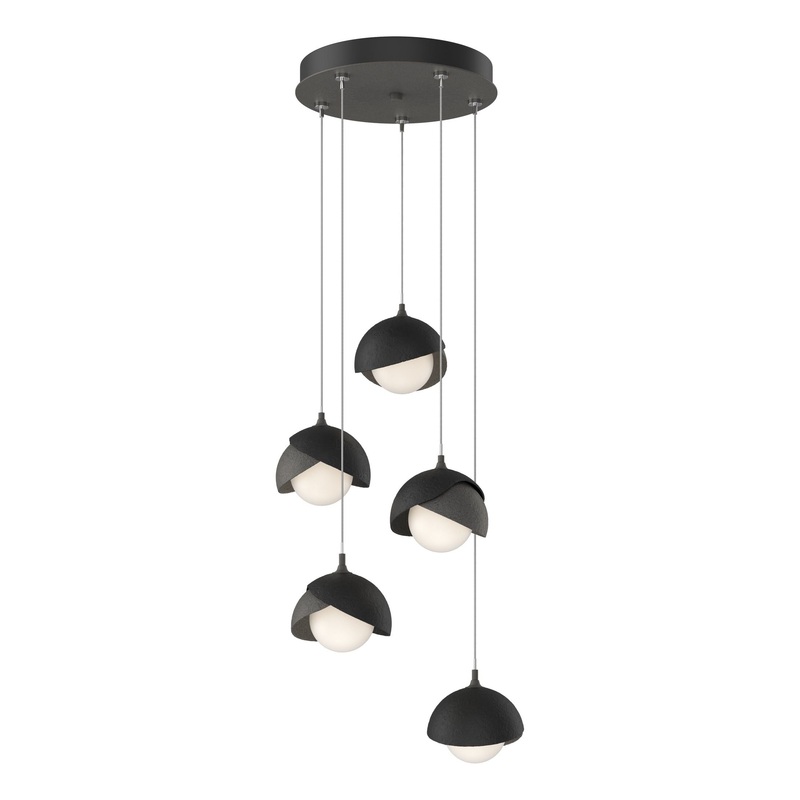 Brooklyn 5-Light Double Shade Pendant Natural Iron Black