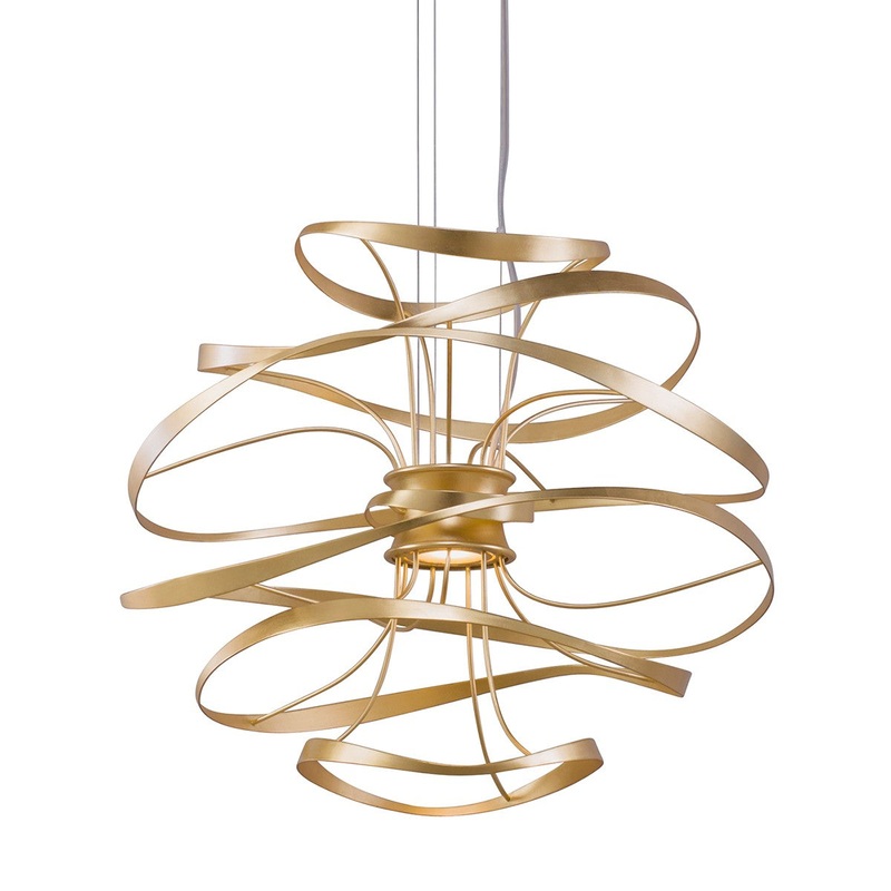 Corbett Lighting 216-41-GL/SS Calligraphy LED Chandelier Gold Leaf W Polished Stainless