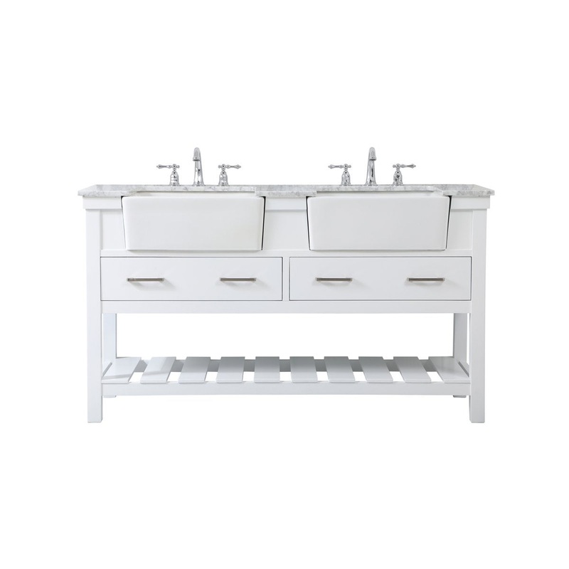 Double Bathroom Vanity from the Clement Collection in White Finish by Elegant Lighting