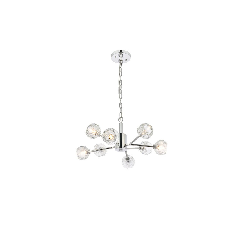 Eight Light Pendant from the Graham Collection in Chrome And Clear Finish by Elegant Lighting