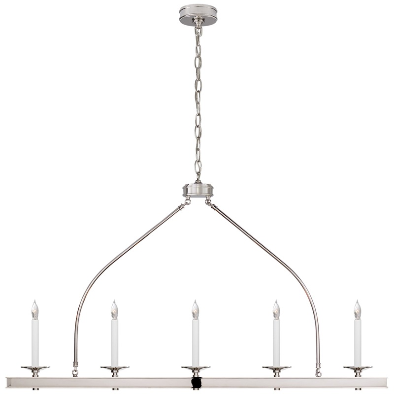 Five Light Linear Pendant from the Launceton Collection in Polished Nickel Finish by Visual Comfort Signature