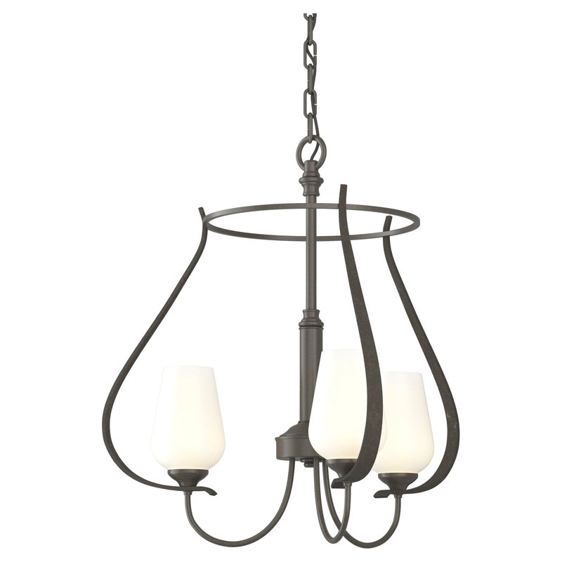Flora 3-Arm Chandelier Dark Smoke Opal Glass (GG)