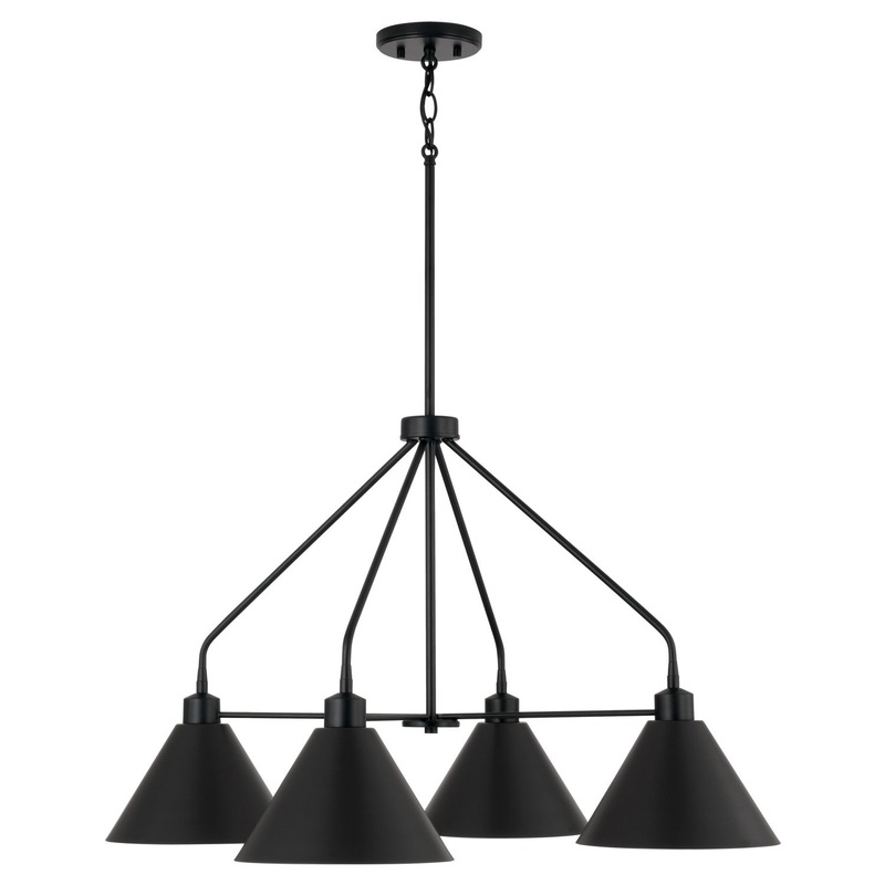 Four Light Chandelier from the Alden Collection in Matte Black Finish by Capital Lighting