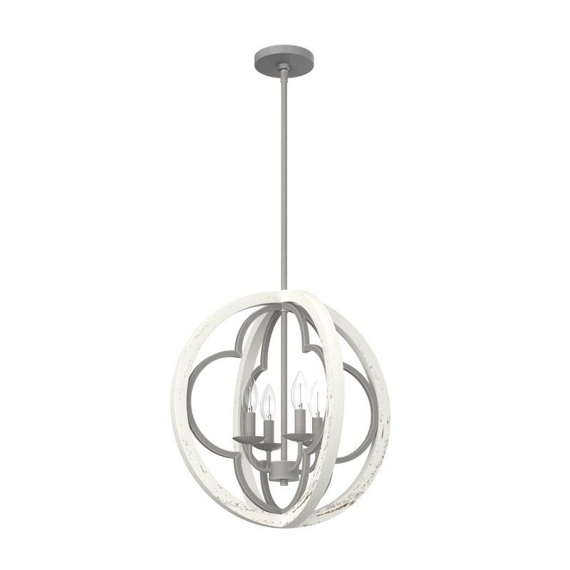 Four Light Pendant from the Gablecrest Collection in Painted Concrete Finish by Hunter