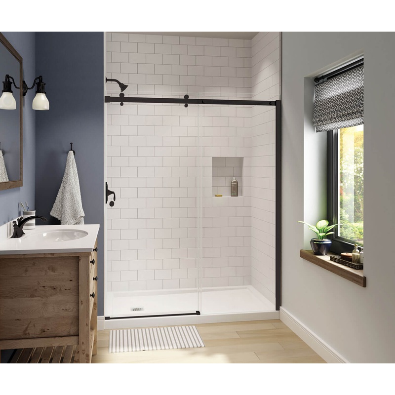 MAAX 138993-900-173-000 Luminescence 56 -59 x 70 -72 in. 6mm Sliding Shower Door for Alcove Installation with Clear glass in Dark Bronze