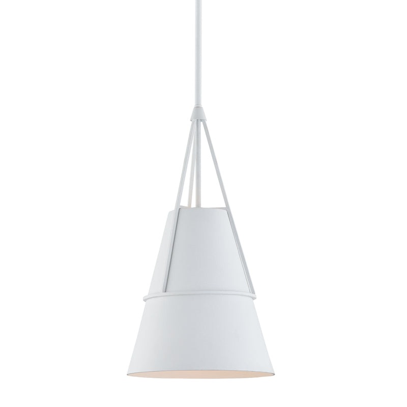 One Light Pendant from the Lange Collection in White Plaster Finish by Hudson Valley