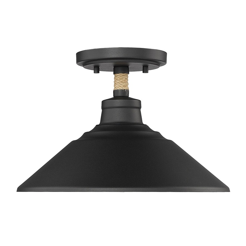 One Light Semi-Flush Mount from the Journey Collection in Natural Black Finish by Golden