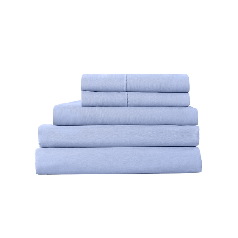 Royal Comfort 2000TC 6 Piece Bamboo Sheet & Quilt Cover Set Cooling Breathable – Queen – Light Blue