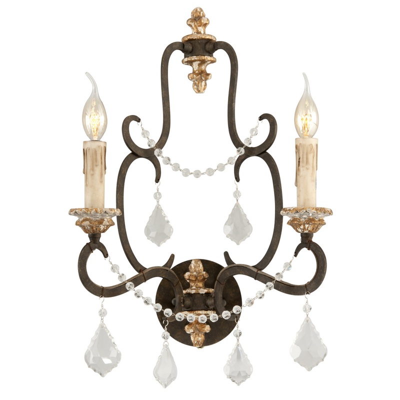 Two Light Wall Sconce from the Bordeaux Collection in Parisian Bronze Finish by Troy Lighting
