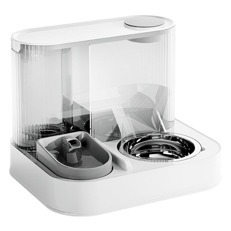 Automatic Pet Feeder and Water Bowl – 2-in-1 Grey Stainless Steel Bowl Cat Feeding Station