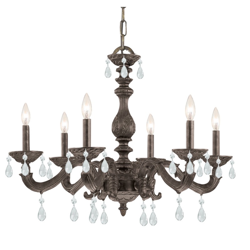 Crystorama 5036-VB-CL-S Paris Market Six Light Chandelier Venetian Bronze